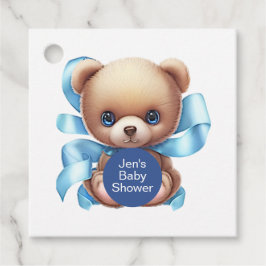 Teddy Bear Blue Baby shower Bedankjes Labels
