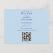 Teddy Bear Blue Baby shower behuizing Kaart QR-cod (Achterkant)