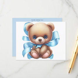 Teddy Bear Blue Baby shower behuizing Kaart QR-cod