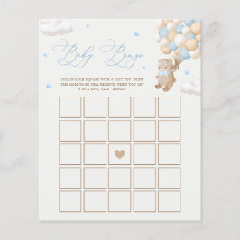 Teddy Bear Blue Baby shower Bingo spel