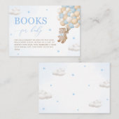 Teddy Bear Blue Baby shower Boek Aanvraag Informatiekaartje (Voorkant / Achterkant)