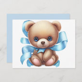 Teddy Bear Blue Baby shower Book Request Enclosure Informatiekaartje (Voorkant / Achterkant)