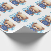Teddy Bear Blue Baby shower Cadeaupapier (Hoek)