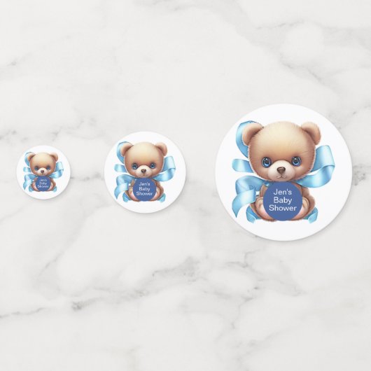 Teddy Bear Blue Baby shower Confetti (Voorkanten)
