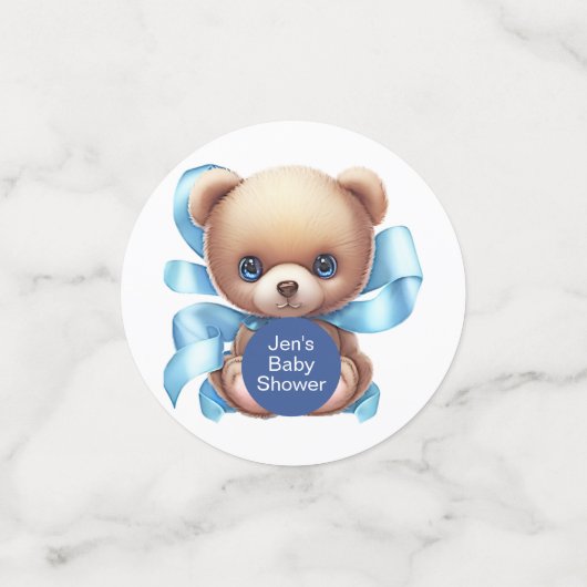 Teddy Bear Blue Baby shower Confetti (Kleine voorkant)