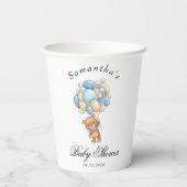 Teddy Bear Blue Baby shower Cups Papieren Bekers (Achterkant)