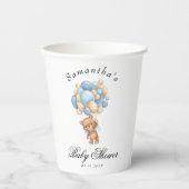 Teddy Bear Blue Baby shower Cups Papieren Bekers (Voorkant)