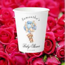 Teddy Bear Blue Baby shower Cups Papieren Bekers