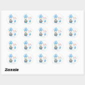 Teddy Bear Blue Baby shower Dank je wel Ronde Sticker (Vel)