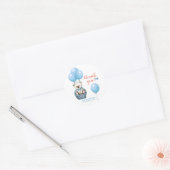 Teddy Bear Blue Baby shower Dank je wel Ronde Sticker (Envelop)
