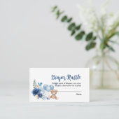 Teddy Bear Blue Baby shower Diaper Raffle Informatiekaartje (Staand voorkant)