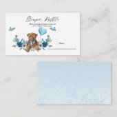 Teddy Bear Blue Baby shower Diaper Raffle Informatiekaartje (Voorkant / Achterkant)