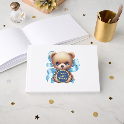 Teddy Bear Blue Baby shower Gastenboek (Voorkant open)