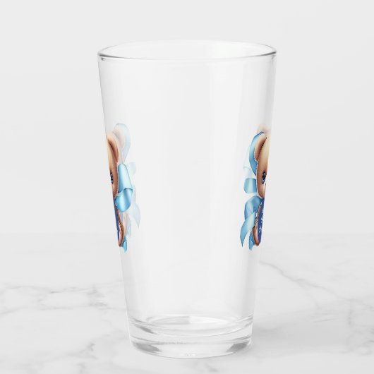 Teddy Bear Blue Baby shower Glas (Rechts)