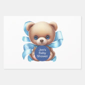 Teddy Bear Blue Baby shower Inpakpapier Vel (Voorkant)