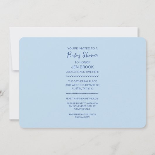 Teddy Bear Blue Baby shower Kaart (Achterkant)