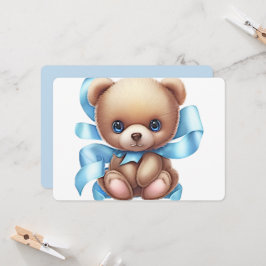 Teddy Bear Blue Baby shower Kaart
