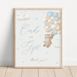 Teddy Bear Blue Baby shower Kaarten & geschenken Poster