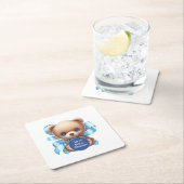 Teddy Bear Blue Baby shower Kartonnen Onderzetters (Insitu)