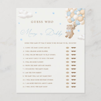 Teddy Bear Blue Baby shower Mama of Daddy Game