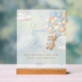 Teddy Bear Blue Baby shower Mimosa Bar Acryl Bord (Neutraal)