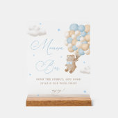 Teddy Bear Blue Baby shower Mimosa Bar Acryl Bord (Voorkant)