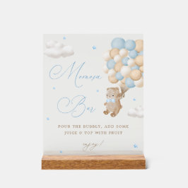 Teddy Bear Blue Baby shower Mimosa Bar Acryl Bord