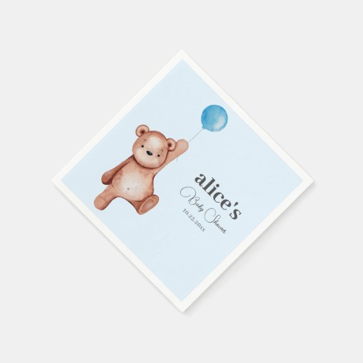Teddy Bear Blue Baby shower Napkins Servet (Hoek)