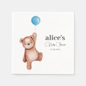 Teddy Bear Blue Baby shower Napkins Servet (Voorkant)