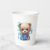 Teddy Bear Blue Baby shower Papieren Bekers (Achterkant)
