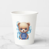 Teddy Bear Blue Baby shower Papieren Bekers (Voorkant)