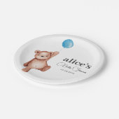 Teddy Bear Blue Baby shower Papieren Bordje (Gekanteld)