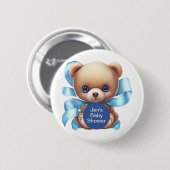 Teddy Bear Blue Baby shower Ronde Button 5,7 Cm (Voorkant /achterkant)