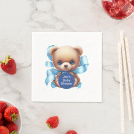 Teddy Bear Blue Baby shower Servet