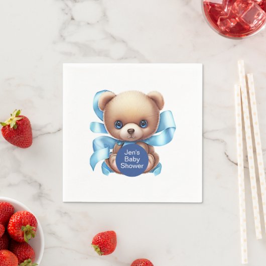Teddy Bear Blue Baby shower Servet (Insitu)