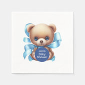 Teddy Bear Blue Baby shower Servet (Voorkant)
