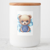 Teddy Bear Blue Baby shower Voedselcontainer Etiket (Voorkant)
