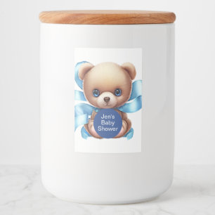 Teddy Bear Blue Baby shower Voedselcontainer Etiket