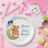 Teddy Bear Blue Ballon Baby shower Paper Bord (Feest)