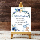 Teddy Bear Blue Ballon Shhh Zeg geen Baby-spel Poster