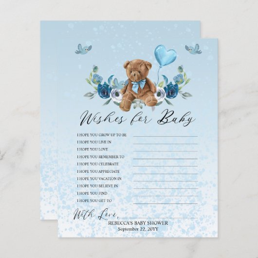 Teddy Bear Blue Ballon wil Baby gamen (Voorkant / Achterkant)