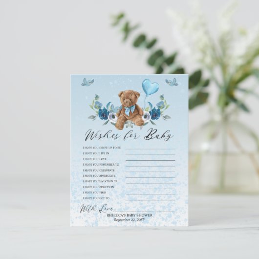 Teddy Bear Blue Ballon wil Baby gamen (Staand voorkant)