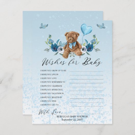 Teddy Bear Blue Ballon wil Baby gamen (Voorkant / Achterkant)