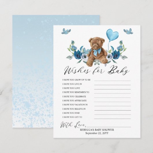 Teddy Bear Blue Ballon wil Baby gamen (Voorkant / Achterkant)