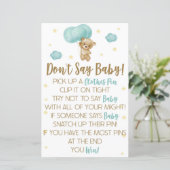 Teddy Bear Blue Ballon Zeg geen Baby shower Game (Staand voorkant)