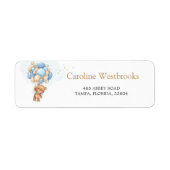 Teddy Bear Blue-ballonnen Return Address Label (Voorkant)