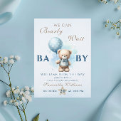 Teddy Bear Blue Balloon Baby shower Bearly Kaart