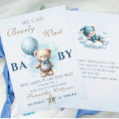 Teddy Bear Blue Balloon Baby shower Bearly Kaart