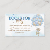Teddy Bear Blue Balloon Baby shower Boeken voor Ba Informatiekaartje (Voorkant)