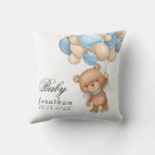 Teddy Bear Blue Balloon Baby shower Sierkussen (Achterkant)